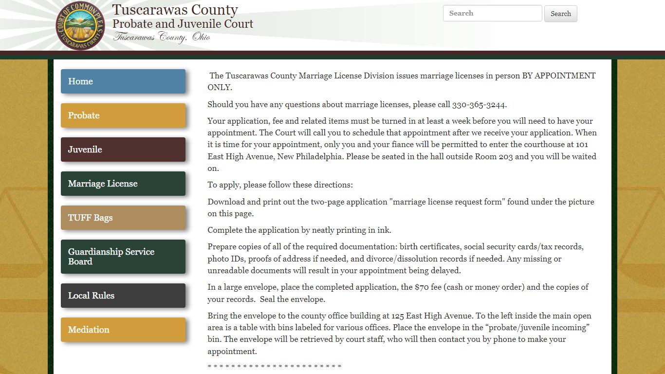 Marriage Licenses - Tuscarawas County, Ohio