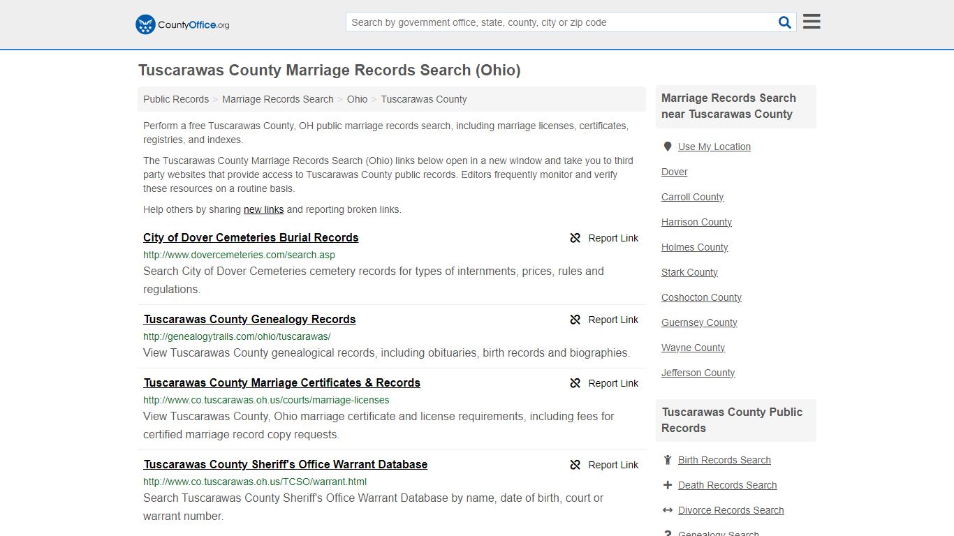 Tuscarawas County Marriage Records Search (Ohio) - County Office